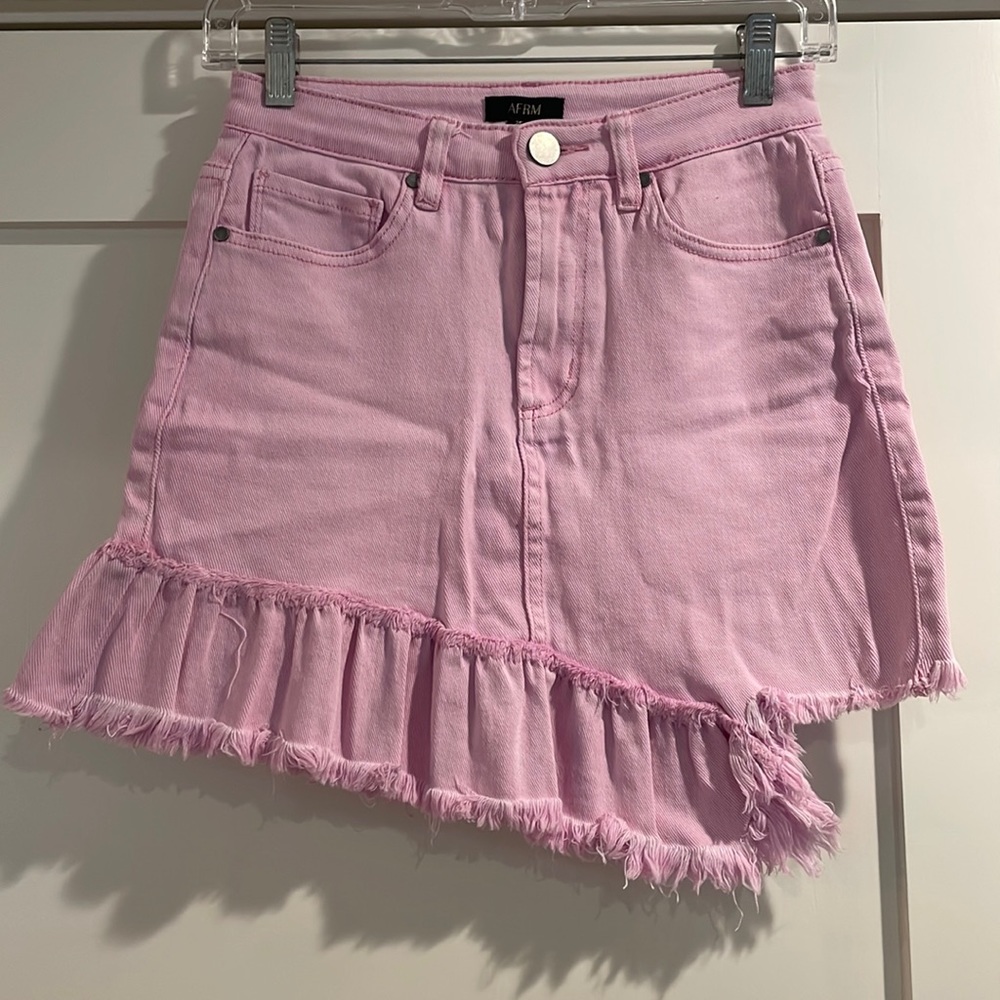 AFRM pink denim skirt